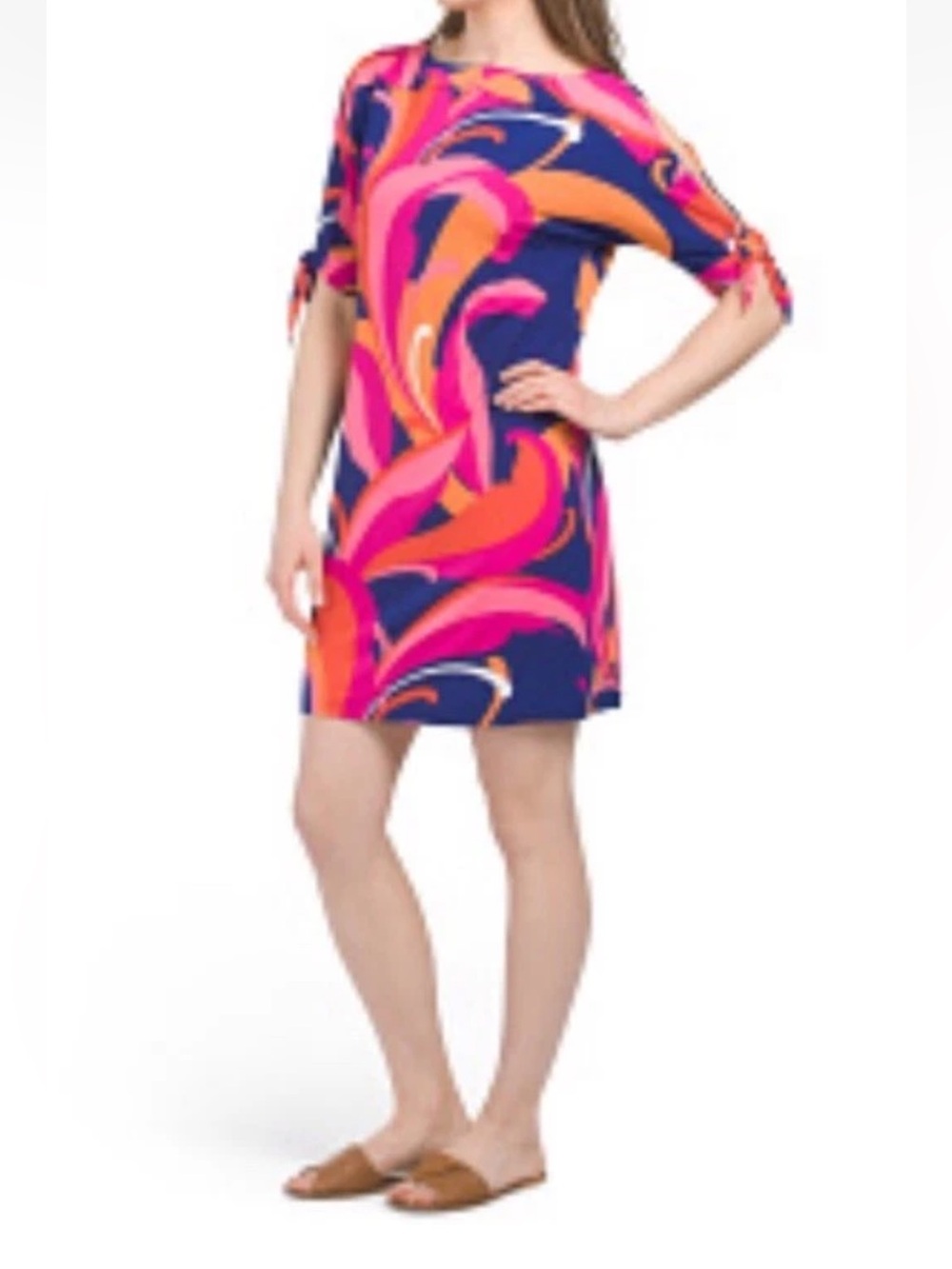 TURK Vinet Scrolling Floral Three-quarter Sleeve
Dress Multi sz L